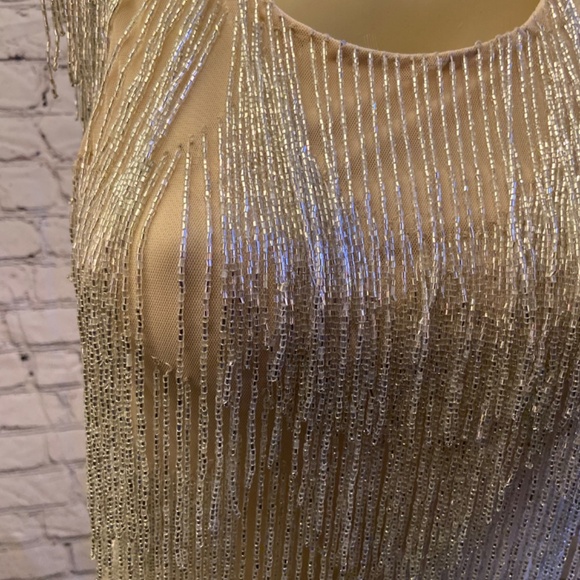 NWT Aidan Mattox Seed Bead Gold/Silver Fringe Dress, SZ 6, Fearless Era Inspired - Picture 4 of 15